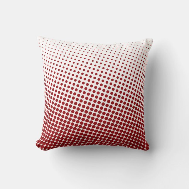 Halftone Dot Pattern Red and White Throw Pillow (Front)