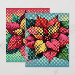 Halftone Dots Pop Art Poinsettia Scrapbook Paper