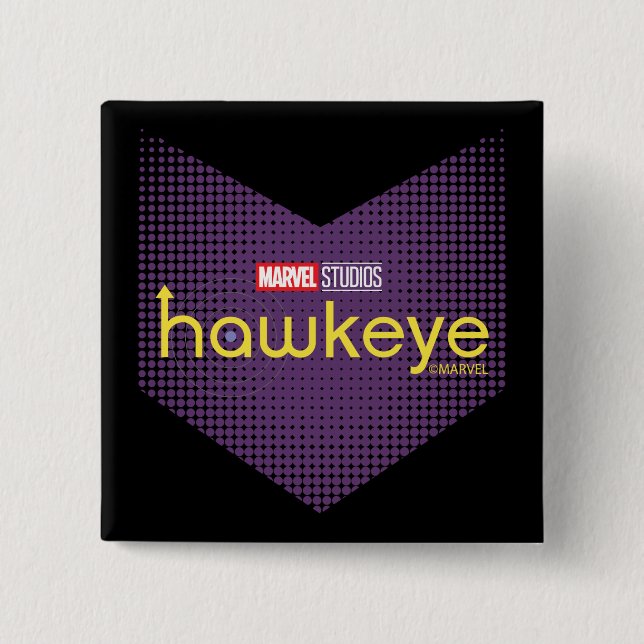 Halftone Hawkeye Symbol 2 Inch Square Button (Front)