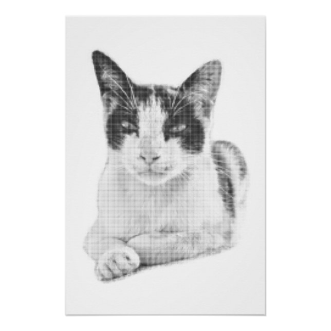 Halftone Kitty Portrait Poster (Front)
