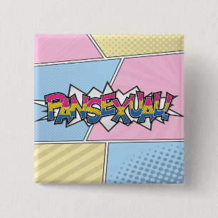 Halftone Pansexual Typography 2 Inch Square Button
