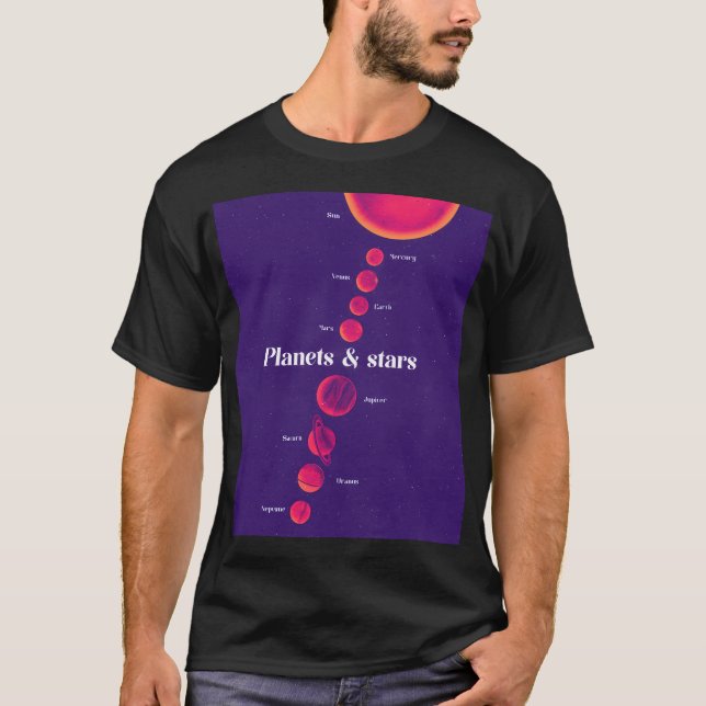 Halftone Planets  Stars T-Shirt (Front)