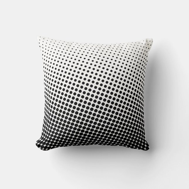 Halftone Pop Art Dot Pattern Black and White Throw Pillow (Front)