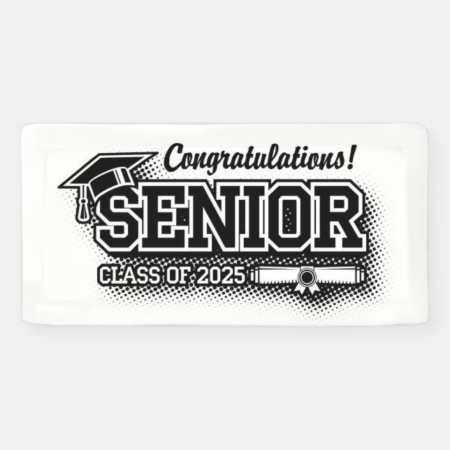 Halftone Retro Congrats Senior Class of 2025 Banner (Horizontal)
