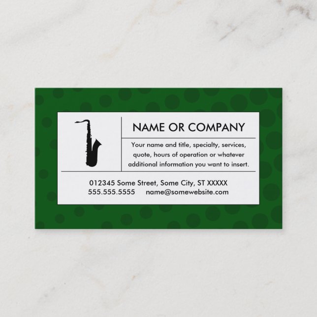 halftone saxophone business card (Front)