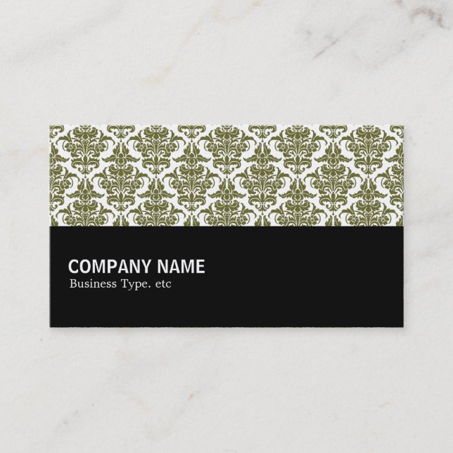 Halfway 068 - Deep Olive Damask Business Card (Front)