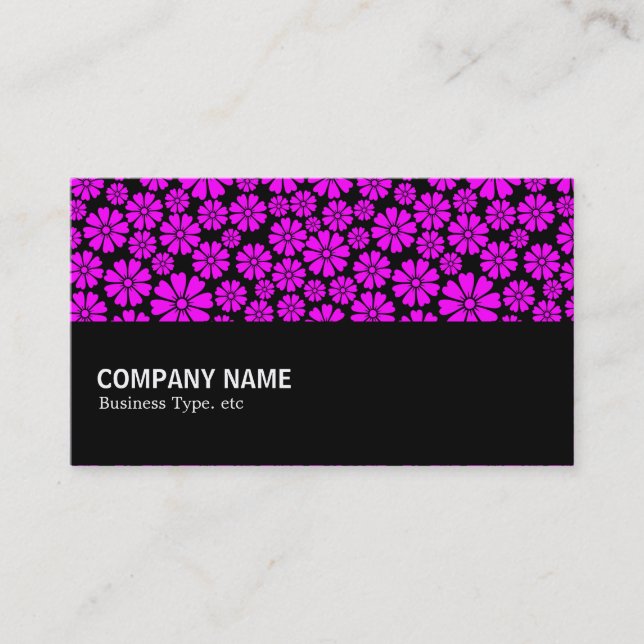 Halfway - 8 Petals - Magenta on Black Business Card (Front)