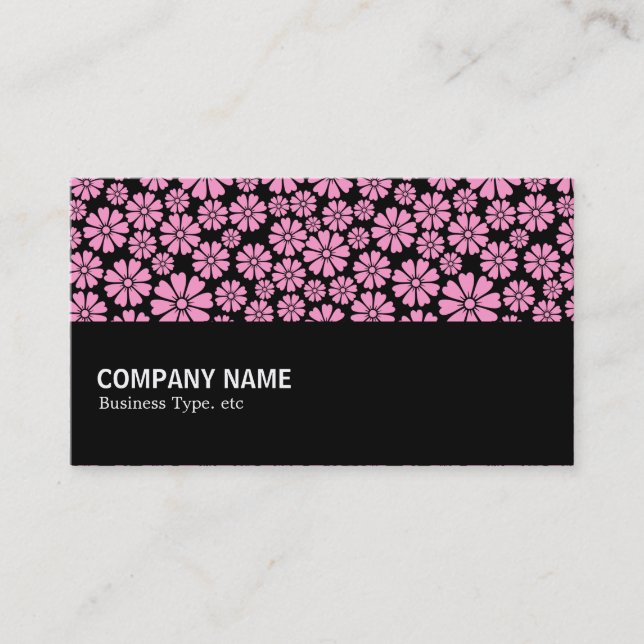 Halfway - 8 Petals - Pink on Black Business Card (Front)