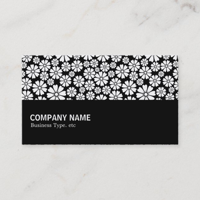 Halfway - 8 Petals - White on Black Business Card (Front)