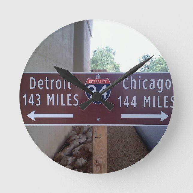 Halfway Point, Detroit Chicago. Round Clock (Front)