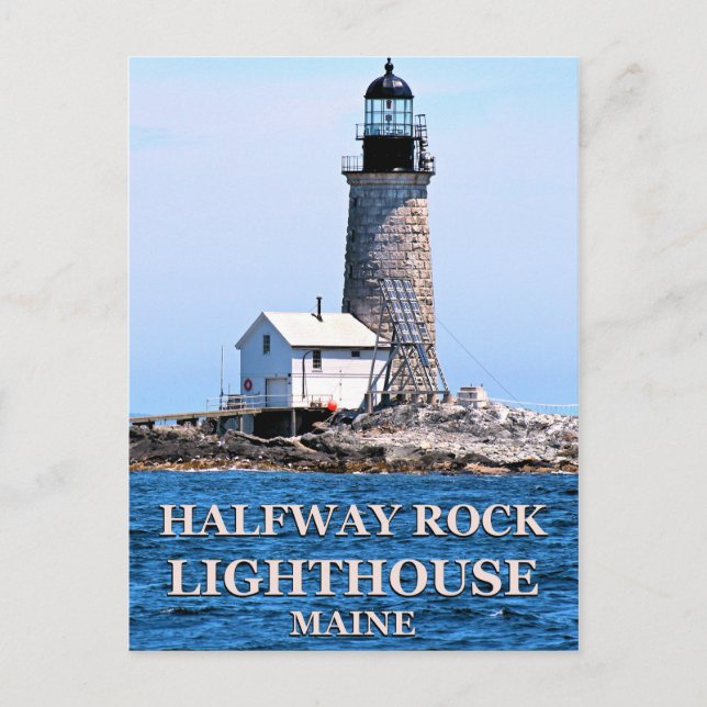 Halfway Rock Lighthouse, carte postale Maine (Devant)