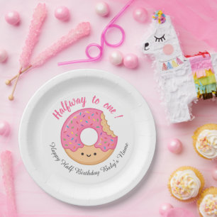 Halfway to One Half Birthday Doughnut Party Paper Plate