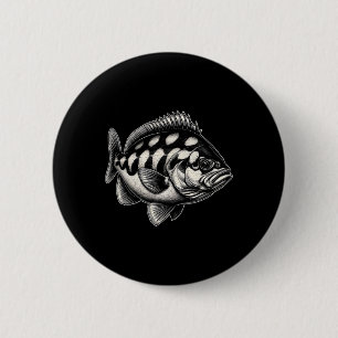 Halibut Fish Graphic Fishing Art Design  2 Inch Round Button