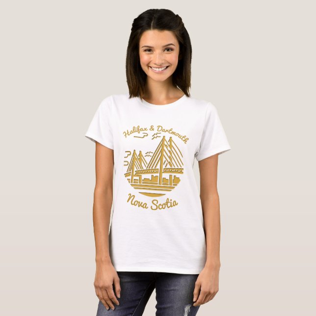  Halifax and Dartmouth Nova Scotia T-shirt gold (Front Full)