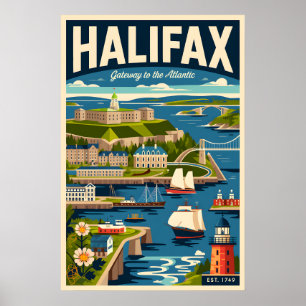 Halifax Canada Retro Travel Poster Art