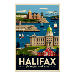 Halifax Canada Retro Travel Poster Art