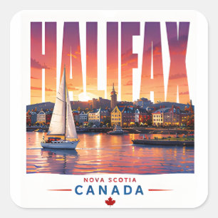 Halifax Canada Waterfront Harbour Travel Souvenir Square Sticker