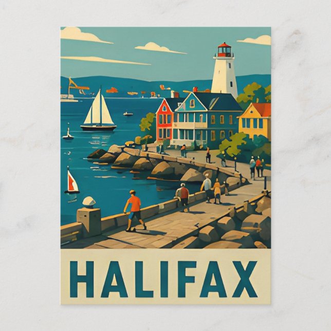⚓ HALIFAX — Lighthouse & Atlantic Harbour Life Postcard (Front)