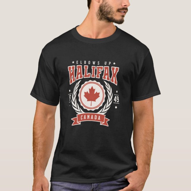 Halifax Nova Scotia Canada Elbows Up Canadian Anti T-Shirt (Front)