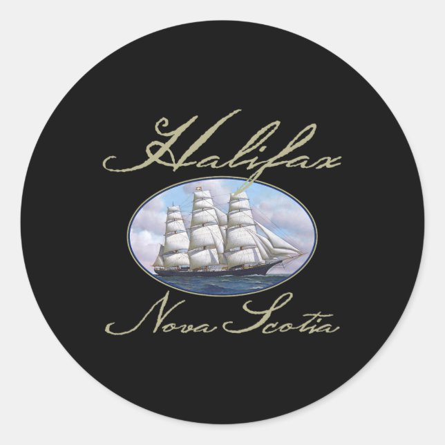 Halifax Nova Scotia Clipper Ship  Classic Round Sticker (Front)