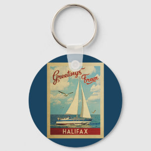 Halifax Sailboat Vintage Travel Canada Keychain