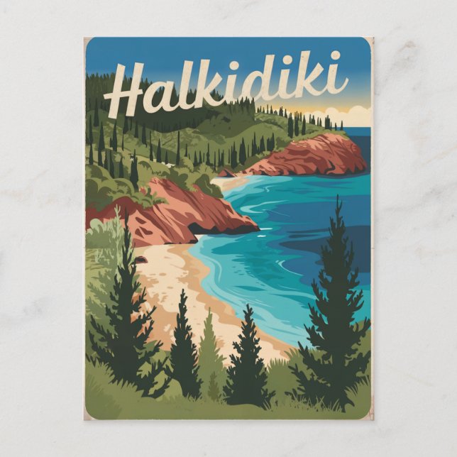 Halkidiki Greece vintage Postcard (Front)