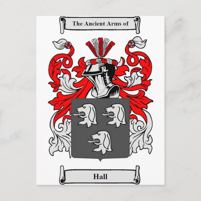 Hall (English) Coat of Arms Postcard (Front)