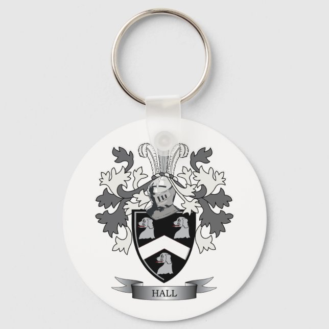 Hall Family Crest Coat of Arms Keychain (Front)