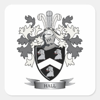 Hall Family Crest Coat of Arms Square Sticker