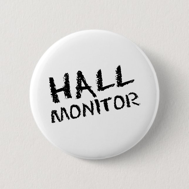 Hall Monitor Black 2 Inch Round Button (Front)