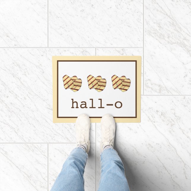 Hall-o Hi Hello Halloumi Cheese Funny Kitchen Doormat (Indoor)
