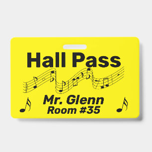 Hall Pass Music Theme Badge