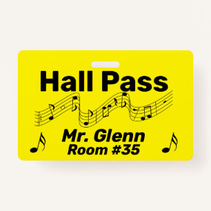 Hall Pass Music Theme Badge