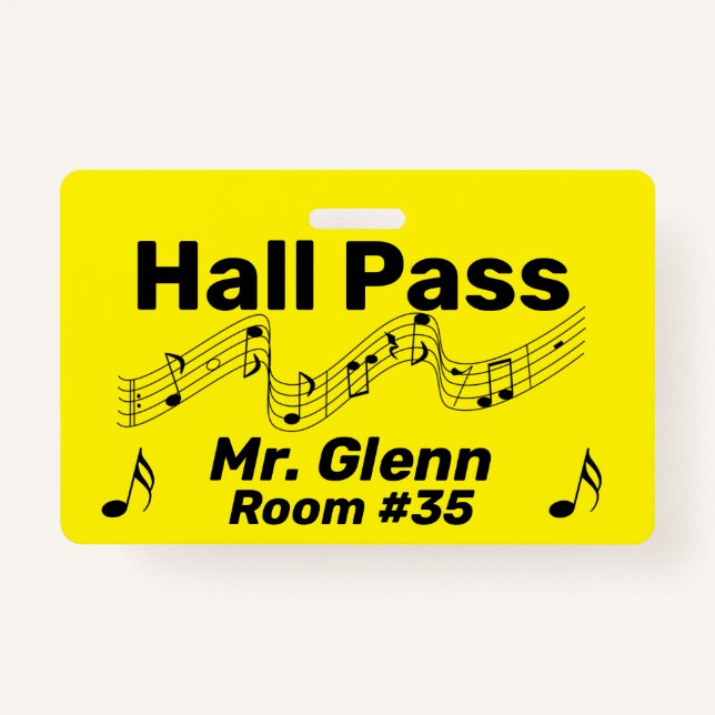 Hall Pass Music Theme Badge (Front)