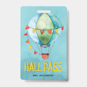 Hall Pass School Teacher Colourful Classroom Badge