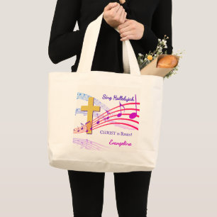 HALLELUJAH CHRIST IS RISEN Custom Christian Easter Large Tote Bag