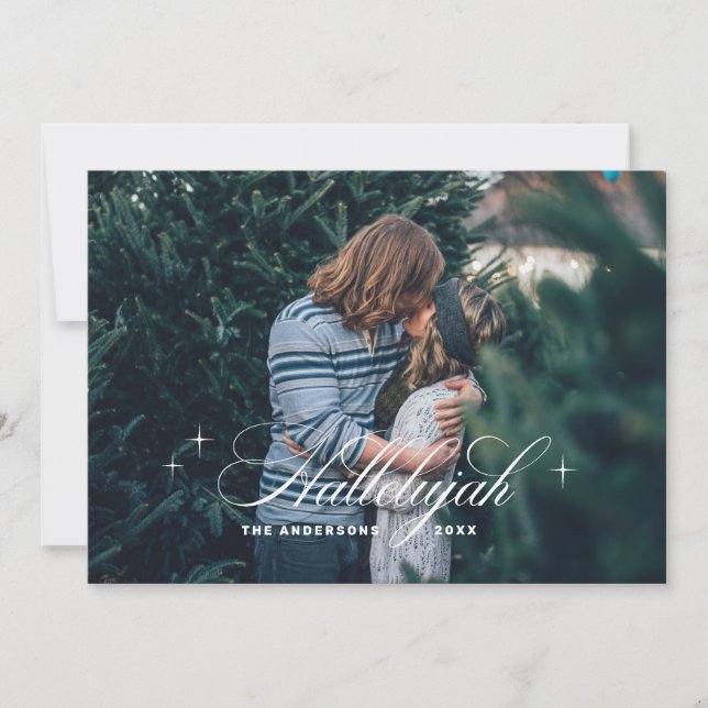 Hallelujah Christmas | Elegant Religious Photo Holiday Card (Front)
