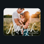 Hallelujah Modern Calligraphy Christmas Photo Magnet<br><div class="desc">Hallelujah! Bring a touch of holiday cheer to your home with our Customizable Photo Christmas Magnet! Perfect for displaying cherished memories, this magnet allows you to personalize it with your favourite festive photo, making it a unique addition to your holiday decor. An ideal gift for family and friends—create memorable keepsakes...</div>