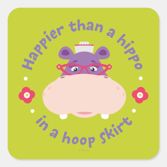 Hallie -Happier Than a Hippo in a Hoop Skirt Square Sticker (Front)