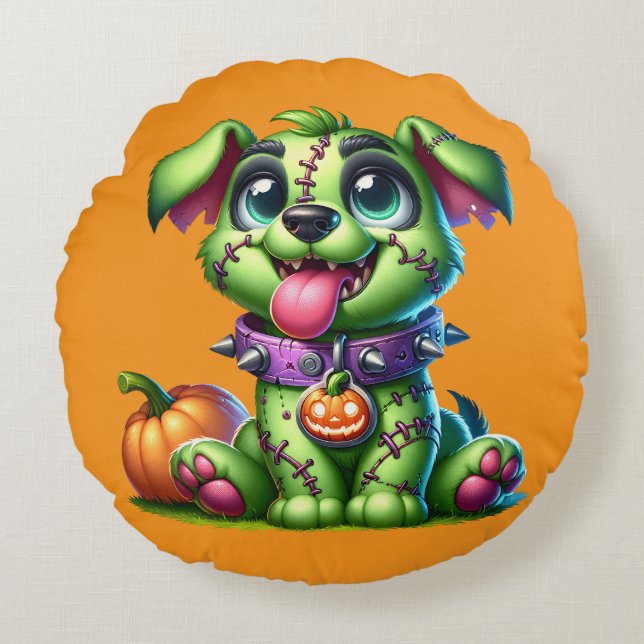 Hallo Dogg Round Pillow (Front)
