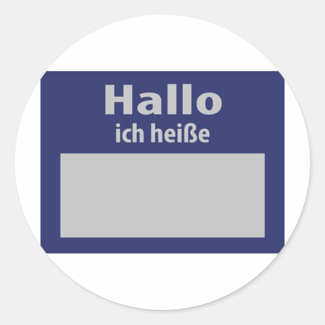 hallo, ich heisse symbol classic round sticker (Front)