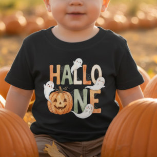 Hallo-one 1st Birthday Baby Pumpkin and Ghosts T-Shirt