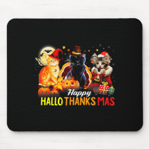 Hallo Thanks Mas Shirt Halloween Cat Love Thanksgi Mouse Pad