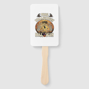 Halloqueen Loves Halloween Skeleton Hands Black Ca Hand Fan