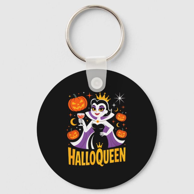 Halloqueen Retro Vamre Queen Halloween Pumpkins Ba Keychain (Front)