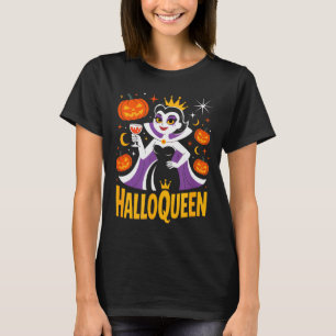 Halloqueen Retro Vamre Queen Halloween Pumpkins Ba T-Shirt