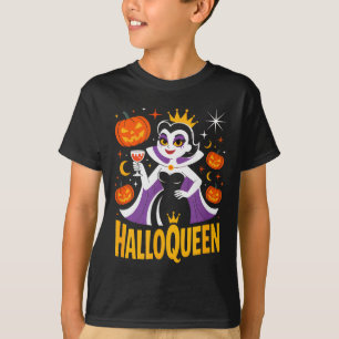 Halloqueen Retro Vamre Queen Halloween Pumpkins Ba T-Shirt