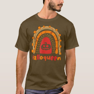 Halloqueen Women Funny Pumpkin Halloween Rainbow T-Shirt