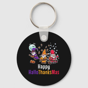 Hallothankmas Gnomes Halloween Thanksgiving Christ Keychain