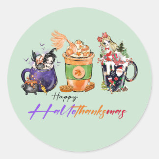 Hallothankmas Sticker with Mermaids
